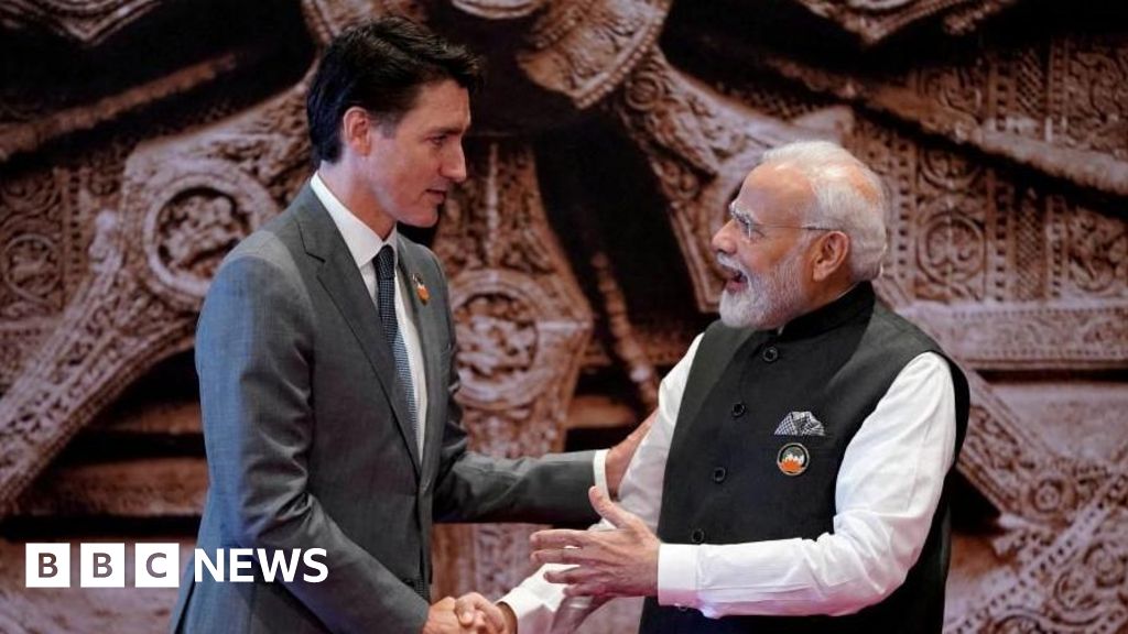 Prime Minister Justin Trudeau of Canada shaking the hand of Prime Minister Narendra Modi of India in New Delhi at the G20 summit