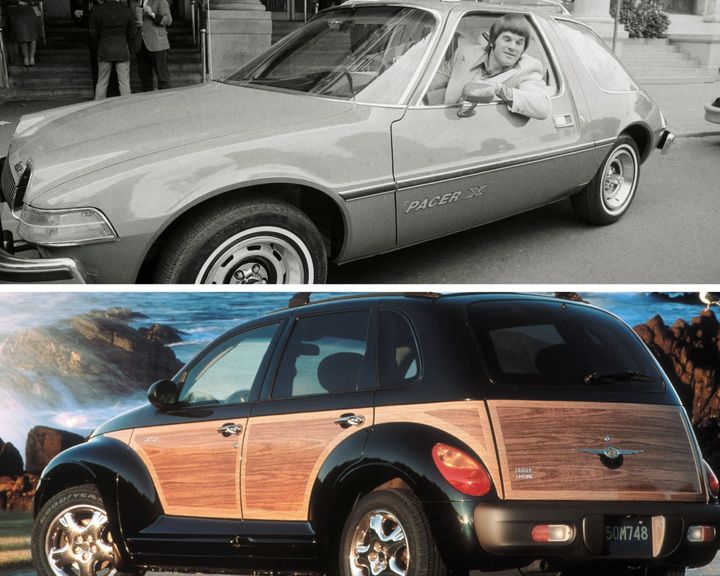 Two much-mocked cars from the past: the AMC Pacer (driven here by the late baseball great Pete Rose) and the Chrysler PT Cruiser. People made fun of the cars because the designs had a certain geekiness about them, said auto reporter Tom Voelk. The Cybertruck, meanwhile, is mocked for looking too cold and futuristic. On the road, "it looks like a lost robot" Voelk said.