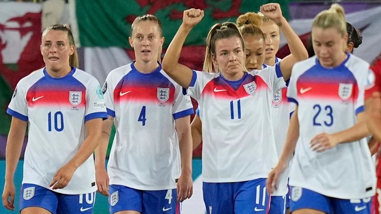 England's Lauren Hemp Celebrates After Scoring Her Pages Third Goal 