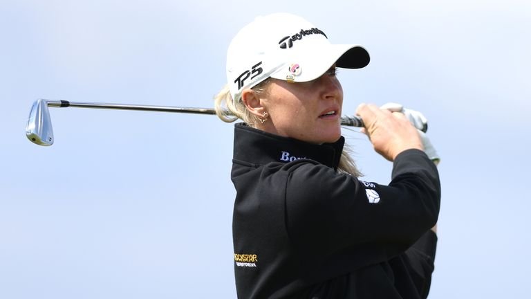 England's Charley Hull tees from the 7th day two of 2025 AIG WOMEN'S OPEN ON ROYAL PORTHCAWL