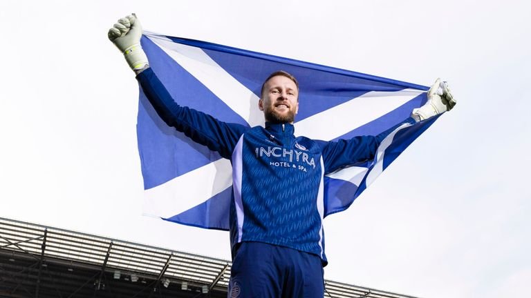 Falkirk goalkeeper Scott Bain has earned his first Scotland call-up since 2019