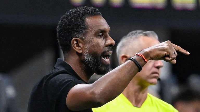 ATLANTA, GA - SEPTEMBER 13: Columbus Head Coach Wilfried Nancy reacts during the MLS match between Columbus Crew and Atlanta United FC on September 13, 2025 at Mercedes-Benz Stadium in Atlanta, GA. (Photo by Rich von Biberstein/Icon Sportswire) (Icon Sportswire via AP Images)