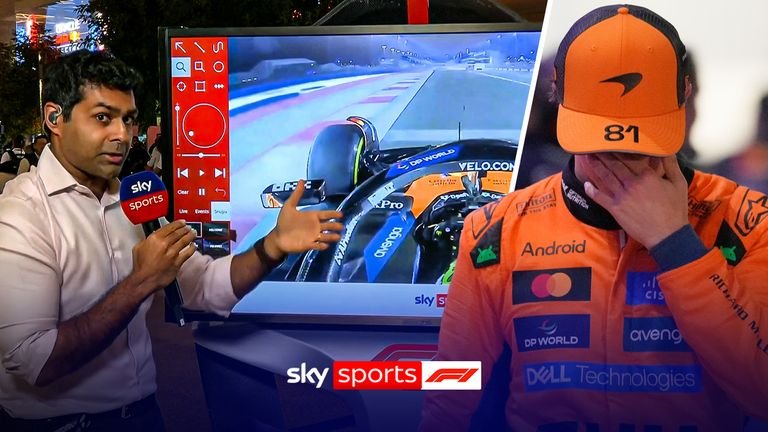 Second-placed McLaren driver Oscar Piastri of Australia reacts after the Qatar Formula One Grand Prix, at the Lusail International Circuit, in Lusail, Qatar, Sunday, Nov. 30, 2025.