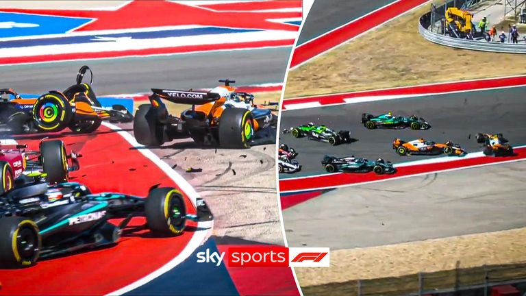 Formula 1 Austin collision on the opening lap.
