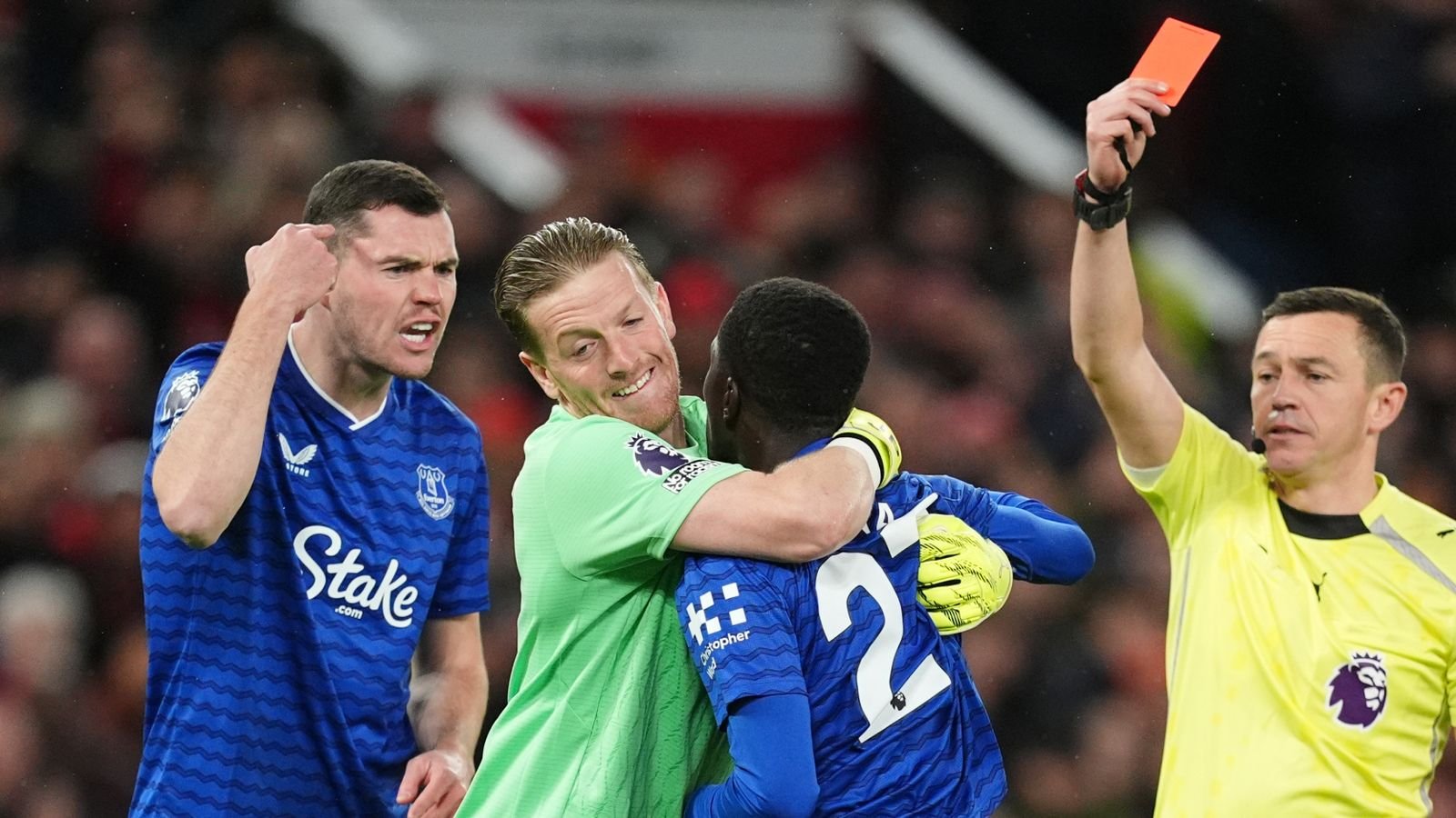 Idrissa Gueye was sent off for striking team-mate Micheal Keane