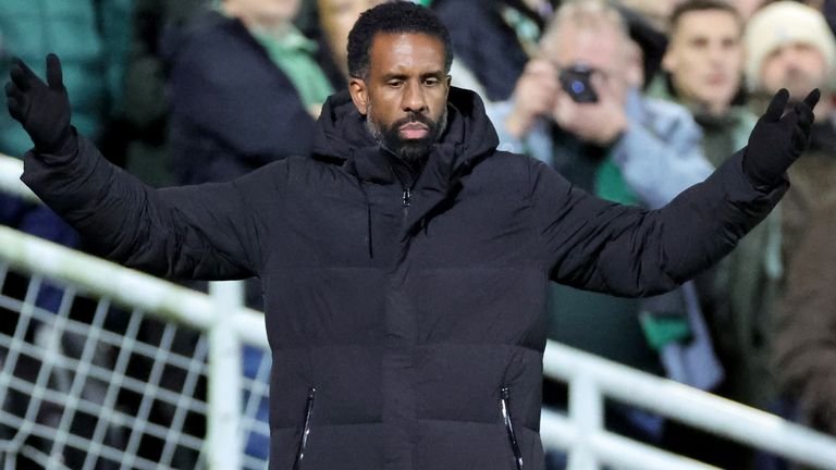 Wilfried Nancy reacts during Celtic's Scottish Premier League match at Dundee United