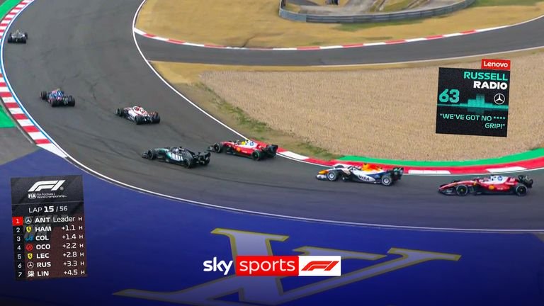 Chinese Grand Prix: Lewis Hamilton and Charles Leclerc overtake George Russell