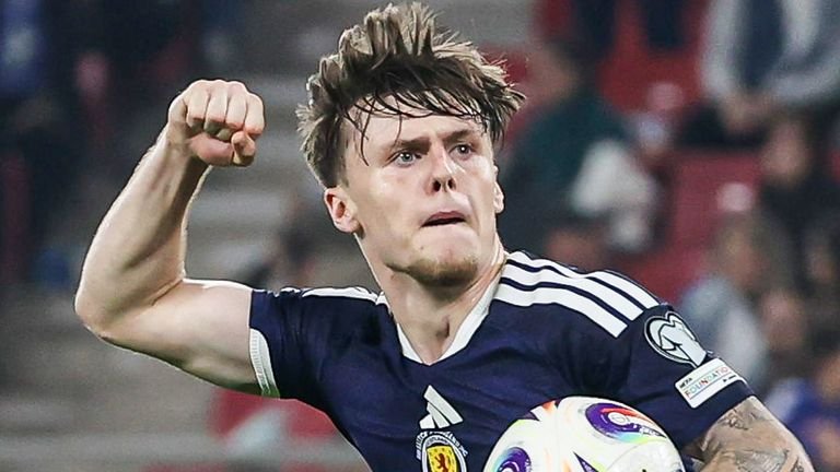 PIRAEUS, GREECE - NOVEMBER 15: Scotland's Ben Gannon-Doak celebrates as he scores to make it 3-2 during a 2026 FIFA World Cup qualifier between Greece and Scotland at the Georgios Karaiskakis Football Stadium on November 15, 2025 in Piraceraeus. (Photo by Craig Williamson / SNS Group)