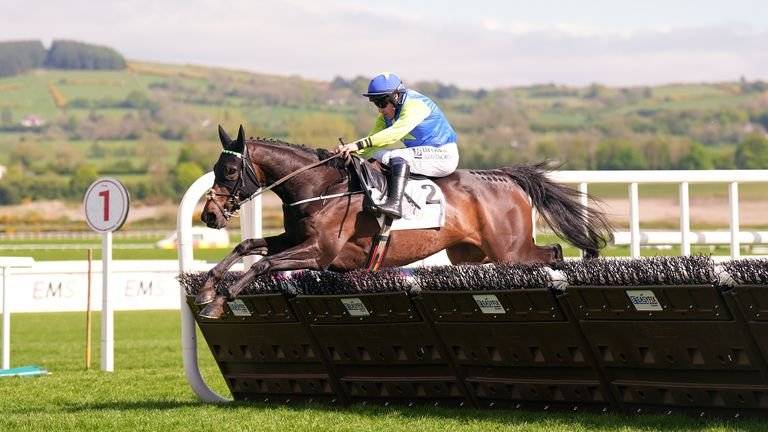 Everytotheirrown ridden by Sean Flanagan on his way to winning the PRL Champion Novice Hurdle on day one at Punchestown