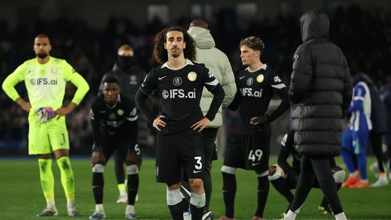 Marc Cucurella watches in disbelief at full time