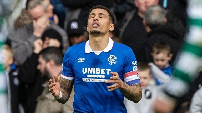 James Tavernier reacts after missing a penalty in Rangers' Scottish Cup loss to Celtic