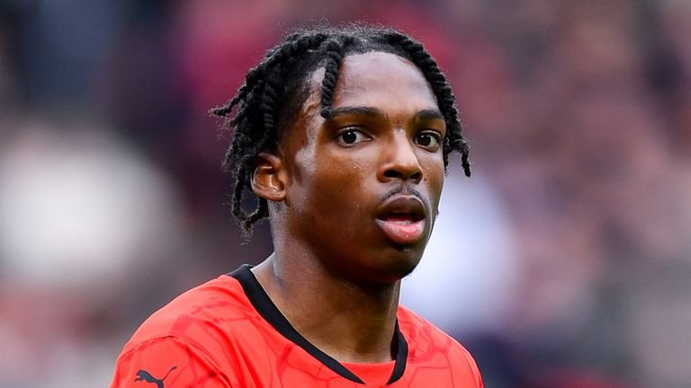 Jeremy Jacquet of Stade Rennais looks on during the Ligue 1 match between Stade Rennais FC 1901 and Paris Saint-Germain FC