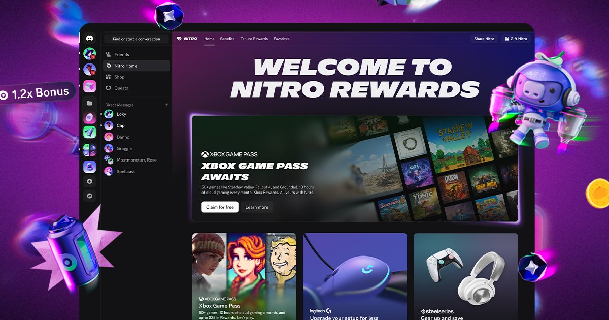Discord launches Nitro Rewards, giving subscribers access to the base level of Xbox Game Pass at no additional cost