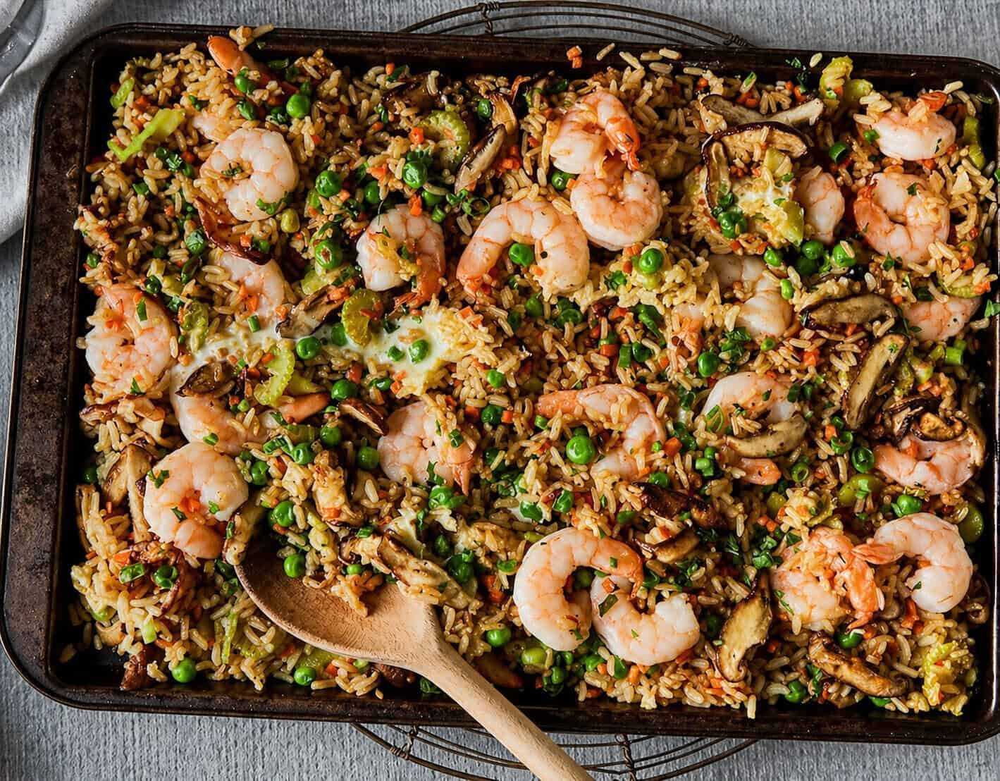 Sheet Pan Shrimp Fried Rice