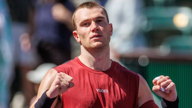 March 7, 2026: Jack Draper (GBR) celebrates after defeating Roberto Bautista Agut (ESP) after their Round 2 match at the BNP Paribas Open on March 7, 2026, held at the Indian Wells Tennis Garden in Indian Wells, California. (Image credit: .. Mal Taam/Cal Sport Media) (Cal Sport Media via AP Images)