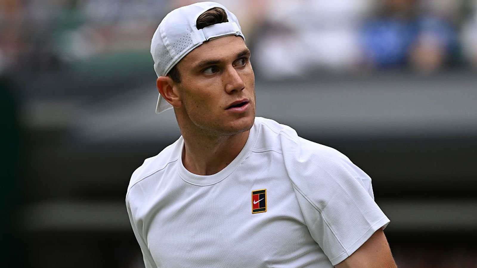 Jack Draper of Great Britain looks on against Marin Cilic of Croatia during the Gentlemen's Singles second round match on day four of The Ch