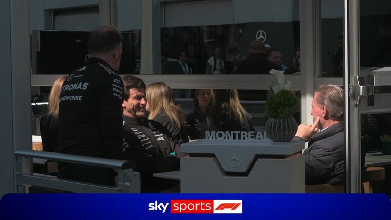 Mercedes team principal Toto Wolff was seen chatting with Jos Verstappen in the paddock as speculation continues over son Max's future at Red Bull.