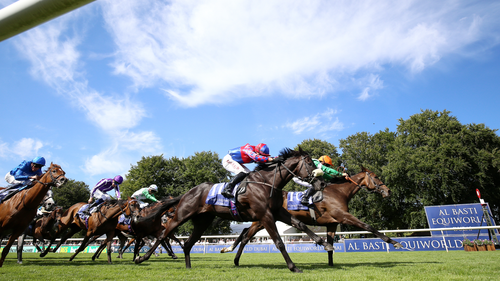 No Half Measures ridden by Neil Callan (right) on their way to winning the Al Basti Equiworld, Dubai July Cup